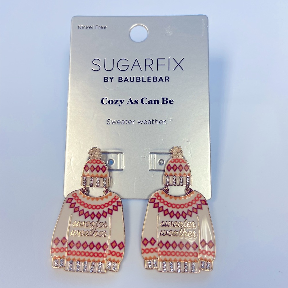NEW BaubleBar Pumpkin Spice holiday Sweater Weather fall 3D enamel drop earrings